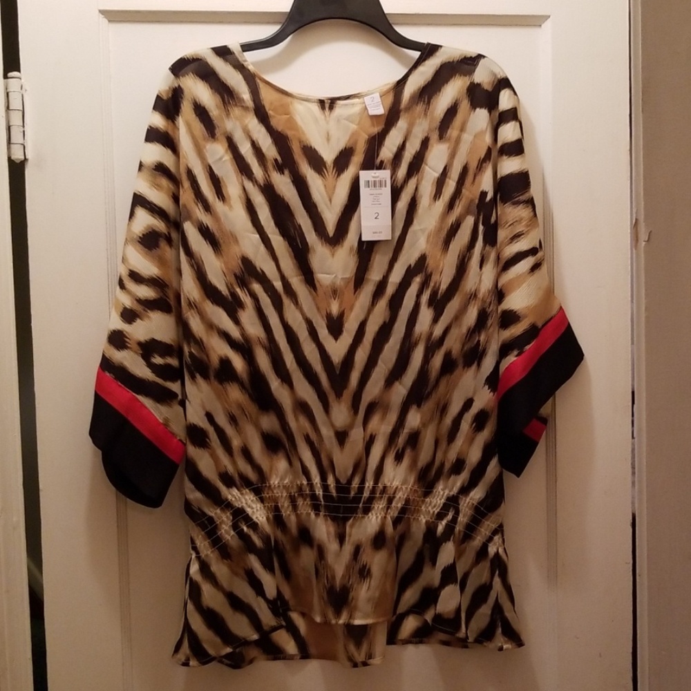 NWT Chico's zebra 3/4 sleeve top sz 2